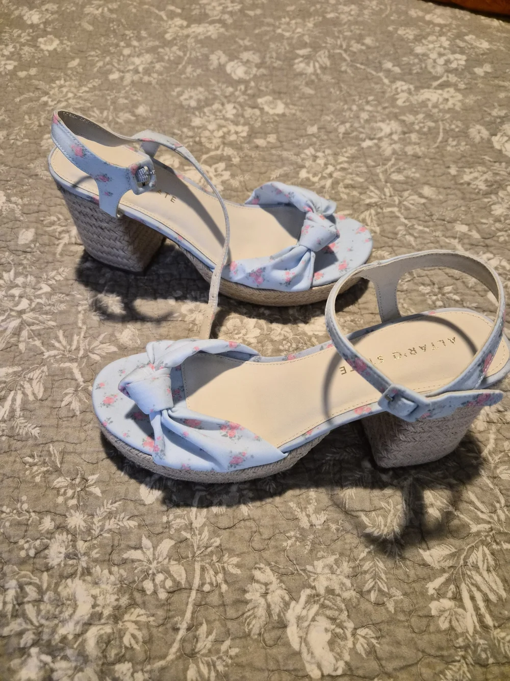 Altar'd State Light Blue Floral Knotted Espadrille Platform Heels